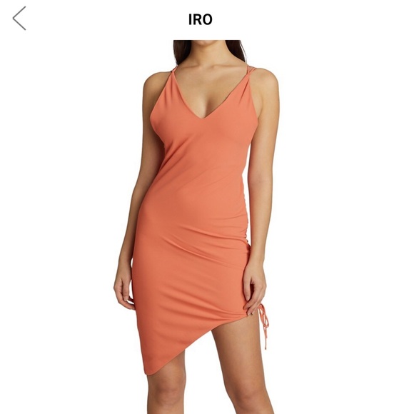 NWT IRO brand Drawstring apricot bodycon dress. flattering! Comfy! Size M - Picture 2 of 9